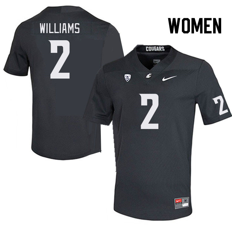 Women #2 Kyle Williams Washington State Cougars College Football Jerseys Stitched Sale-Charcoal